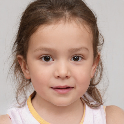 Neutral white child female with medium  brown hair and brown eyes