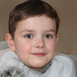 Neutral white child male with short  brown hair and brown eyes