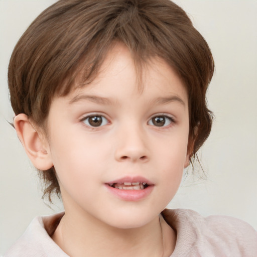 Neutral white child female with medium  brown hair and brown eyes