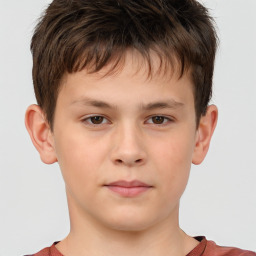 Neutral white child male with short  brown hair and brown eyes