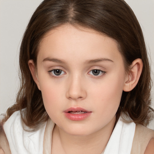 Neutral white child female with medium  brown hair and brown eyes