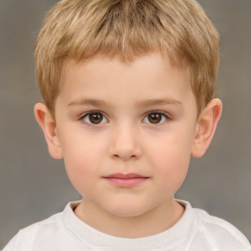 Neutral white child male with short  brown hair and brown eyes