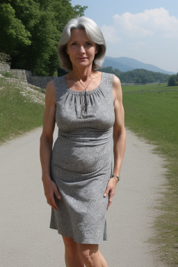 Slovenian middle-aged female with  gray hair