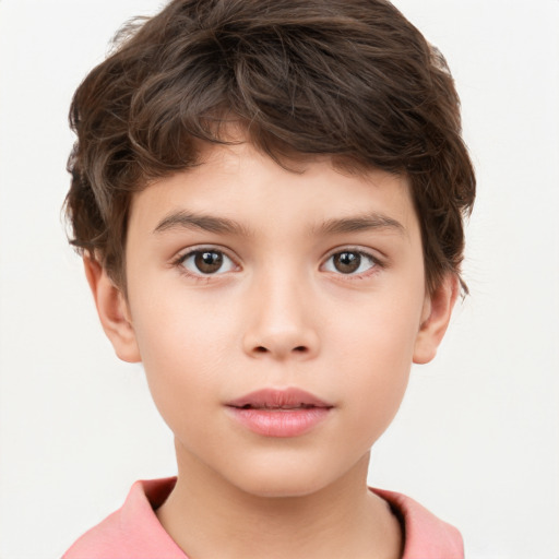 Neutral white child male with short  brown hair and brown eyes