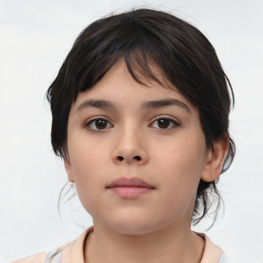 Neutral asian young-adult female with medium  brown hair and brown eyes