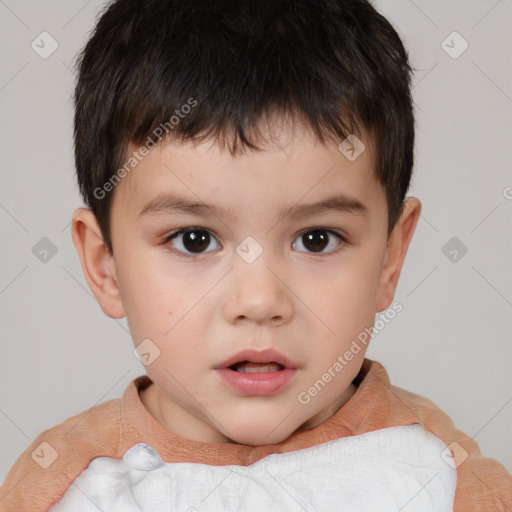 Neutral white child male with short  brown hair and brown eyes