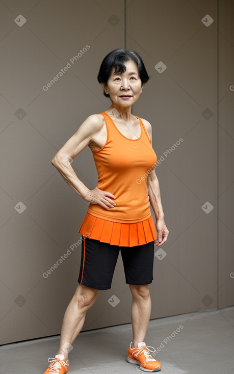 South korean elderly female with  black hair