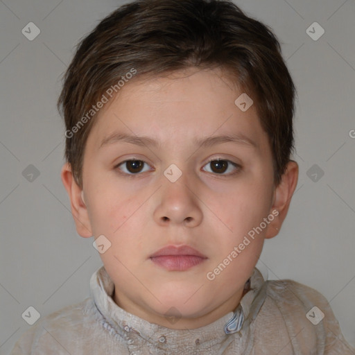 Neutral white child female with short  brown hair and brown eyes