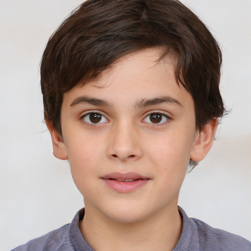 Neutral white child male with medium  brown hair and brown eyes