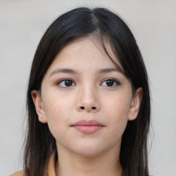 Neutral asian young-adult female with medium  brown hair and brown eyes