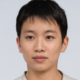 Neutral asian young-adult male with short  brown hair and brown eyes