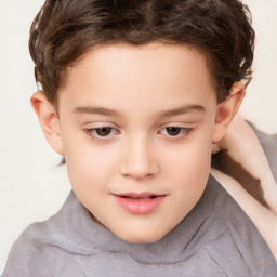 Neutral white child female with short  brown hair and brown eyes