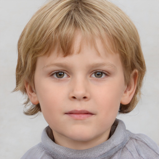 Neutral white child female with medium  brown hair and grey eyes