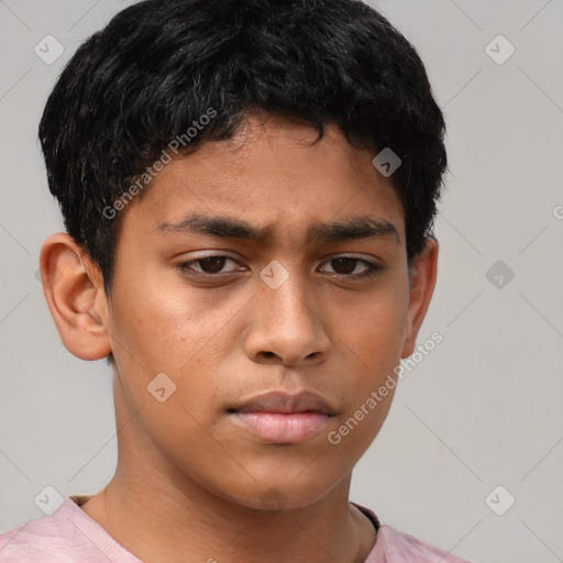 Neutral asian young-adult male with short  brown hair and brown eyes