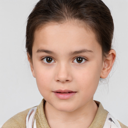 Neutral white child female with short  brown hair and brown eyes