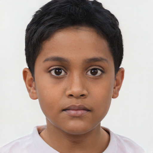 Neutral latino child male with short  brown hair and brown eyes