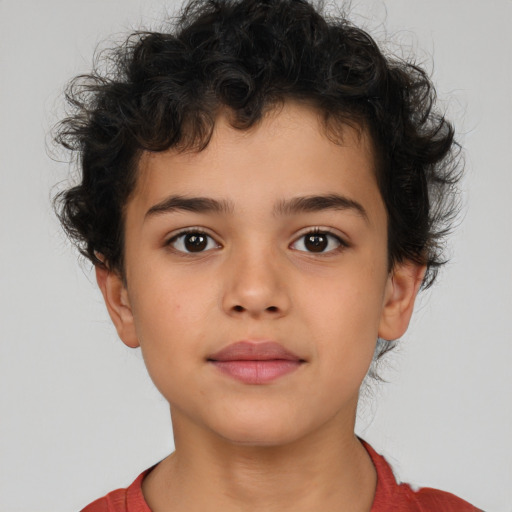 Neutral latino child male with short  brown hair and brown eyes