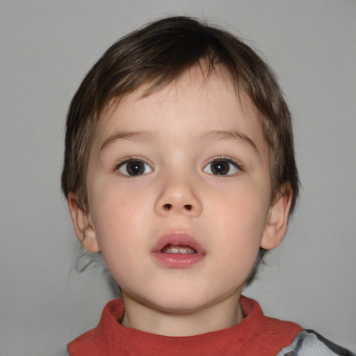 Neutral white child male with short  brown hair and brown eyes