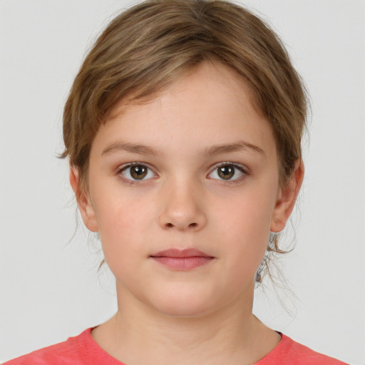 Neutral white child female with medium  brown hair and brown eyes