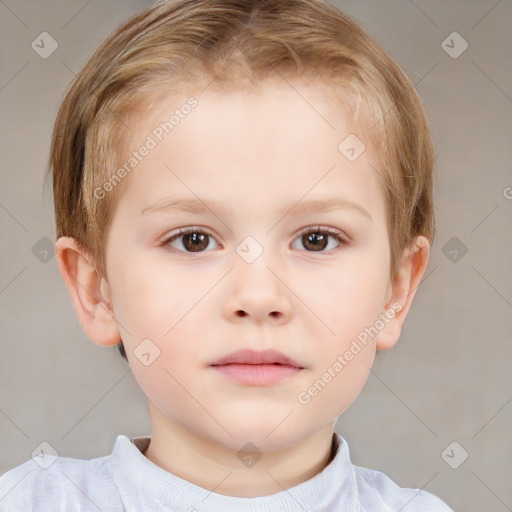 Neutral white child female with short  brown hair and brown eyes