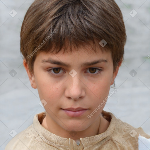 Neutral white child female with short  brown hair and brown eyes