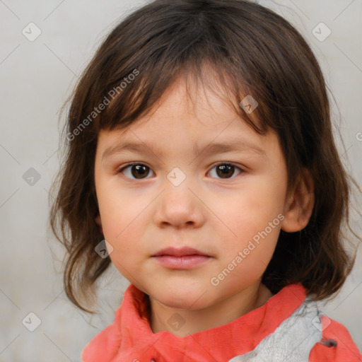 Neutral white child female with medium  brown hair and brown eyes