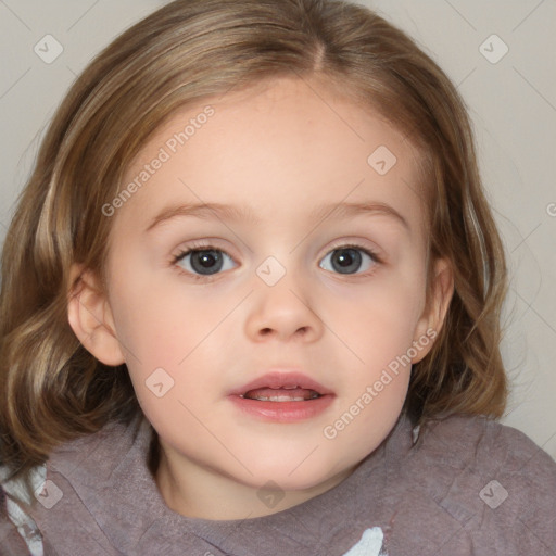 Neutral white child female with medium  brown hair and brown eyes