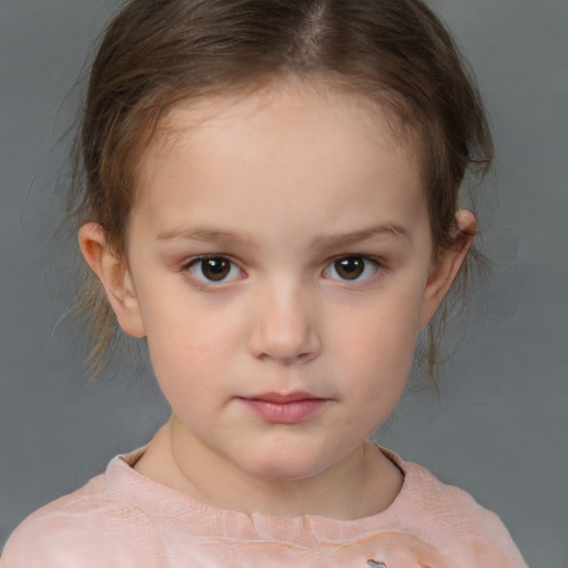 Neutral white child female with medium  brown hair and brown eyes