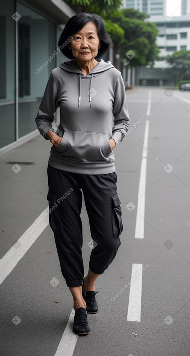 Singaporean elderly female with  black hair