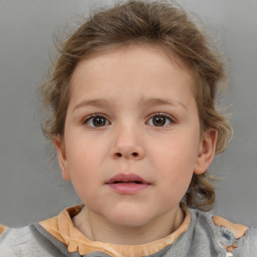 Neutral white child female with medium  brown hair and brown eyes