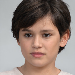 Neutral white child female with short  brown hair and brown eyes