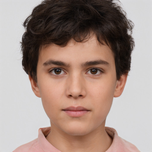 Neutral white child male with short  brown hair and brown eyes