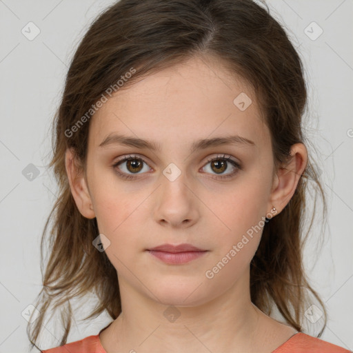 Neutral white child female with medium  brown hair and brown eyes