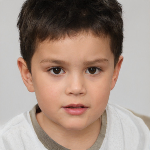 Neutral white child male with short  brown hair and brown eyes