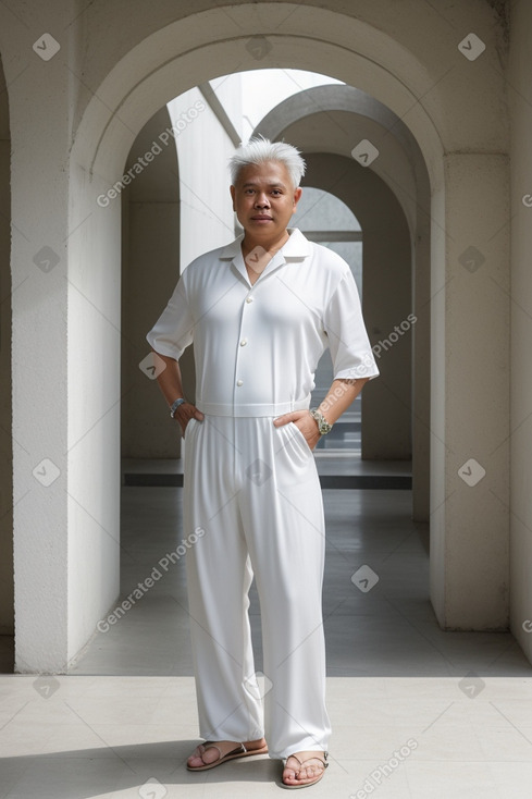 Filipino middle-aged male with  white hair