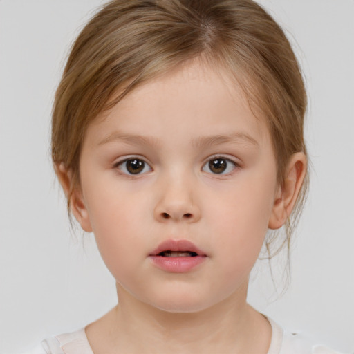 Neutral white child female with medium  brown hair and brown eyes