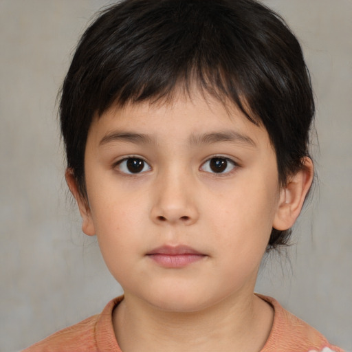 Neutral asian child female with medium  brown hair and brown eyes