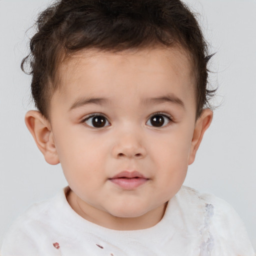 Neutral white child male with short  brown hair and brown eyes