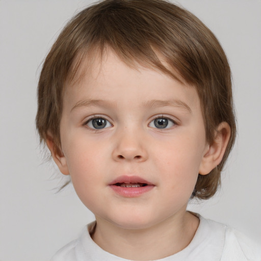 Neutral white child female with medium  brown hair and brown eyes