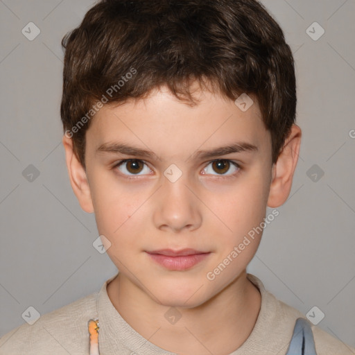 Neutral white child male with short  brown hair and brown eyes