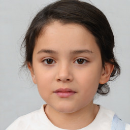 Neutral white child female with medium  brown hair and brown eyes