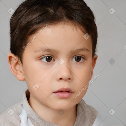 Neutral white child female with short  brown hair and brown eyes