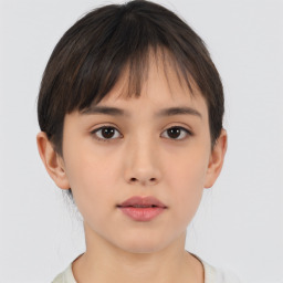 Neutral asian young-adult female with medium  brown hair and brown eyes