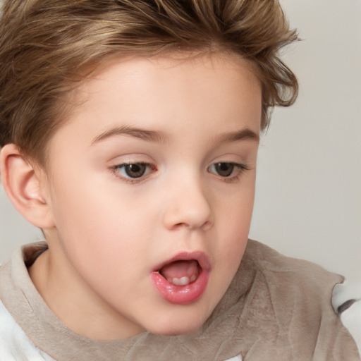 Neutral white child female with short  brown hair and brown eyes