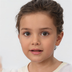 Neutral white child female with short  brown hair and brown eyes