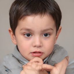 Neutral white child male with short  brown hair and brown eyes