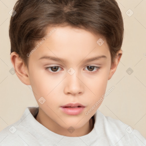 Neutral white child male with short  brown hair and brown eyes