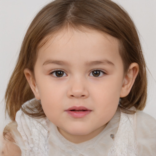 Neutral white child female with medium  brown hair and brown eyes