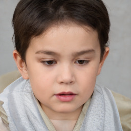 Neutral white child female with short  brown hair and brown eyes