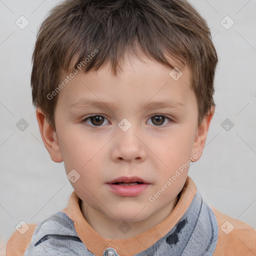 Neutral white child male with short  brown hair and brown eyes